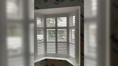 Narrow full height bay window shutters