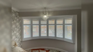 Bay window shutter in living room